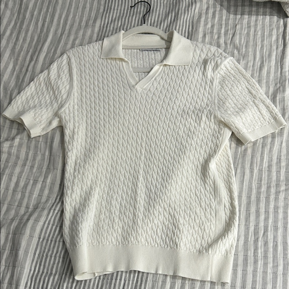 Mango Men's Cream V-Neck Sweater